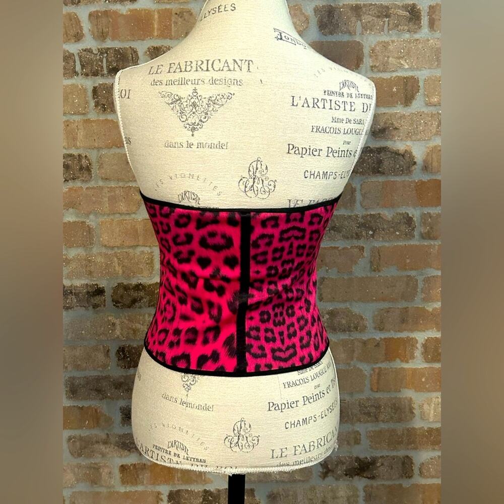 Ann chery hot pink animal print faja tummy control waist shapewear corset sz 38 - Picture 4 of 8
